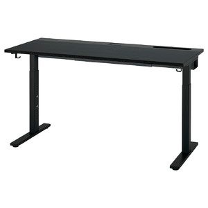 MITTZON Desk, black stained ash veneer/black, 140x60 cm