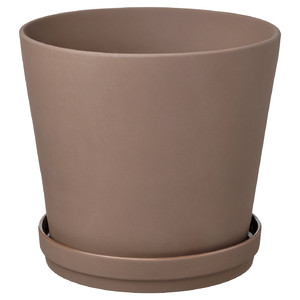 KLARBÄR Plant pot with saucer, indoor/outdoor brown, 24 cm