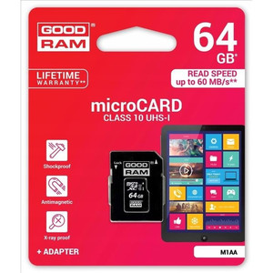 Goodram microSD Card 64GB CL10 UHS I + Adapter