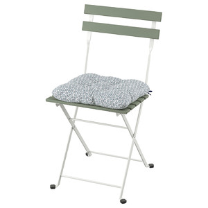 TÄRNÖ Chair, outdoor, foldable white/green/Klösan blue