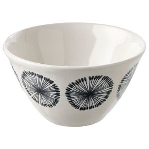 FRIKOSTIG Bowl, white/patterned, 11 cm