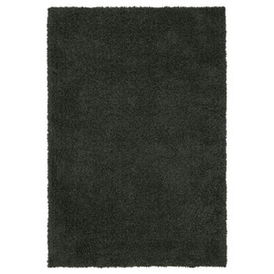 VINDEBÄK Rug, high pile, dark green, 133x195 cm