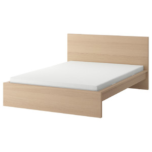 MALM Bed frame with mattress, white stained oak veneer/Åbygda firm, 160x200 cm