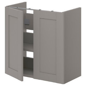 ENHET Bs cb f wb w shlf/doors, grey, grey frame, 60x30x60 cm