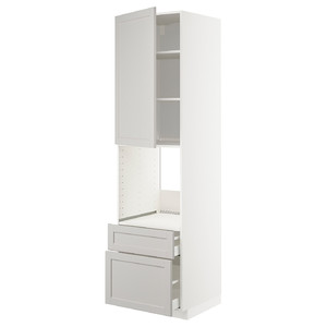 METOD / MAXIMERA Hi cab f ov w dr/2 frnt/1 m/1 h drw, white/Lerhyttan light grey, 60x60x220 cm