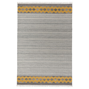 RYSSGRÄS Rug, flatwoven, grey-yellow/handmade, 200x300 cm