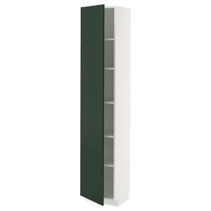 METOD High cabinet with shelves, white/Havstorp deep green, 40x37x200 cm