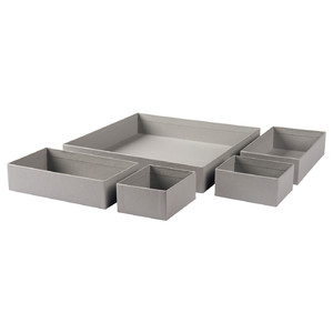 GRÅSIDAN Box, set of 5, grey