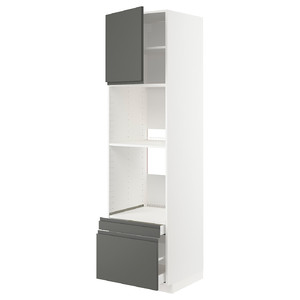 METOD / MAXIMERA Hi cab f ov/combi ov w dr/2 drwrs, white/Voxtorp dark grey, 60x60x220 cm