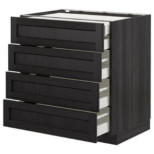 METOD/MAXIMERA Base cb 4 frnts/2 low/3 md drwrs, black/Lerhyttan black stained, 80x61.9x88 cm