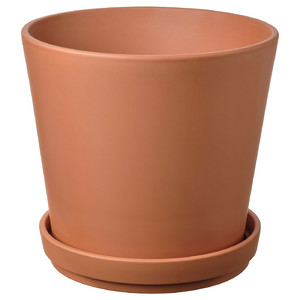 BRUNBÄR Plant pot with saucer, outdoor terracotta, 32 cm