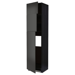 METOD High cab for fridge with 3 doors, black/Nickebo matt anthracite, 60x60x240 cm