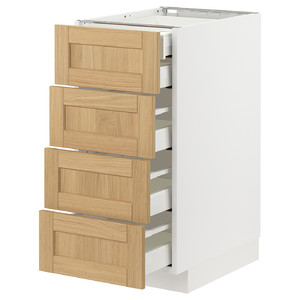 METOD / MAXIMERA Base cb 4 frnts/2 low/3 md drwrs, white/Forsbacka oak, 40x60 cm