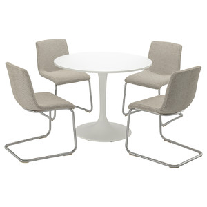DOCKSTA / LUSTEBO Table and 4 chairs, white chrome-plated/Viarp beige/brown, 103 cm