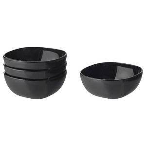 BACKIG Bowl, black, 14 cm, 4 pack