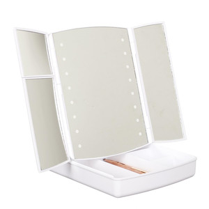 Make-up Mirror with Organizer & LED Lighting, white