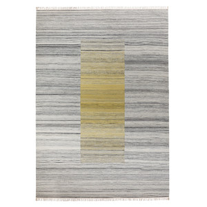 SJÖTÅTEL Rug, flatwoven, grey-yellow/handmade, 250x350 cm