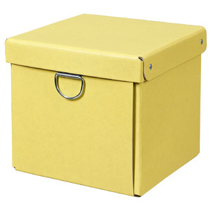 NIMM Storage box with lid, yellow, 16.5x16.5x15 cm