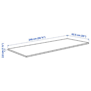 EKBACKEN Worktop, white marble effect, laminate, 246x2.8 cm