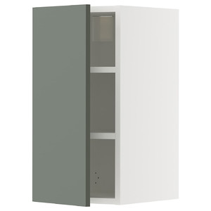 METOD Wall cabinet with shelves, white/Nickebo matt grey-green, 30x60 cm