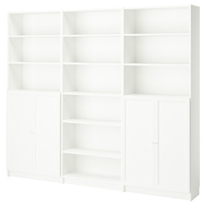 BILLY / OXBERG Bookcase combination with doors, white, 240x30x202 cm