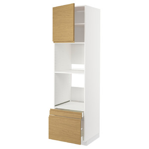 METOD / MAXIMERA Hi cab f ov/combi ov w dr/2 drwrs, white/Voxtorp oak effect, 60x60x220 cm