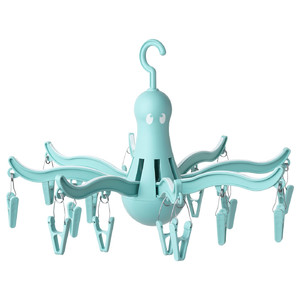 PRESSA Hanging dryer with 16 clothes clips, turquoise