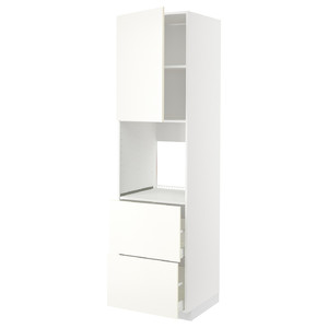 METOD / MAXIMERA Hi cab f ov w dr/2 frnts/2 hi drwrs, white/Vallstena white, 60x60x220 cm