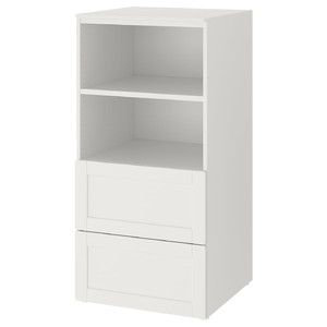 SMÅSTAD / PLATSA Bookcase, white with frame, with 2 drawers, 60x55x123 cm