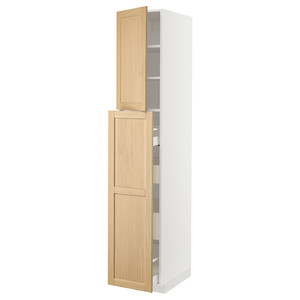 METOD / MAXIMERA Hc w p-o func 4drw/1dr/2shlv, white/Forsbacka oak, 40x60x220 cm