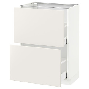 METOD / MAXIMERA Base cabinet with 2 drawers, white, Veddinge white, 60x37 cm