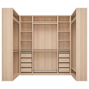 PAX Corner wardrobe, white stained oak effect, 113/276/113x236 cm