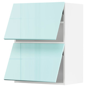 METOD Wall cab horizo 2 doors w push-open, white Järsta, high-gloss light turquoise, 60x80 cm