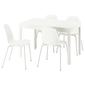 EKEDALEN / LIDÅS Table and 4 chairs, white/white white, 120/180 cm