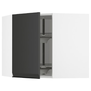 METOD Corner wall cabinet with carousel, white/Upplöv matt anthracite, 68x60 cm