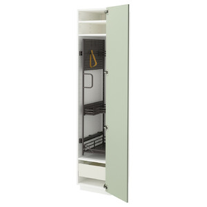 METOD / MAXIMERA High cabinet with cleaning interior, white/Stensund light green, 40x60x200 cm