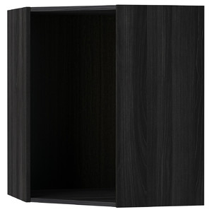 METOD Corner wall cabinet frame, wood effect black, 68x68x80 cm