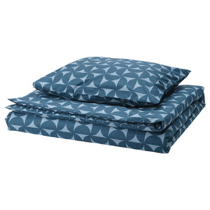 ÄNGSNEJLIKA Duvet cover and pillowcase, dark blue/light blue, 150x200/50x60 cm