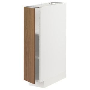 METOD Base cabinet with shelves, white/Tistorp brown walnut effect, 20x60 cm