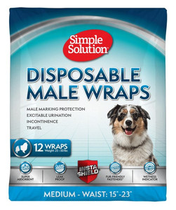 Simple Solution Disposable Male Dog Wraps – Medium 12pcs
