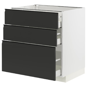 METOD / MAXIMERA Base cabinet with 3 drawers, white/Upplöv matt anthracite, 80x60 cm