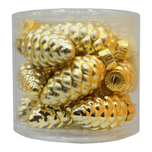 Christmas Baubles Cone 60mm 12pcs, glass, gold