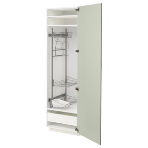 METOD / MAXIMERA High cabinet with cleaning interior, white/Stensund light green, 60x60x200 cm