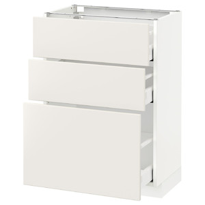 METOD / MAXIMERA Base cabinet with 3 drawers, white, Veddinge white, 60x37 cm