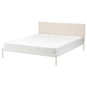 KLEPPSTAD Bed frame, white/Vissle beige, 160x200 cm