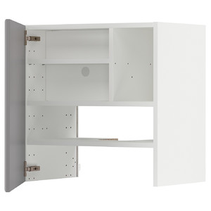 METOD Wall cb f extr hood w shlf/door, white/Bodbyn grey, 60x60 cm