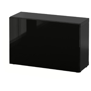 BESTÅ Shelf unit with door, black-brown, Selsviken high-gloss/black, 60x20x38 cm