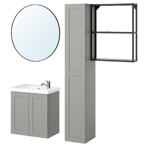 ENHET Bathroom, anthracite/grey frame, 64x33x65 cm