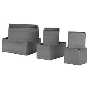 SKUBB  Box, set of 6, dark grey