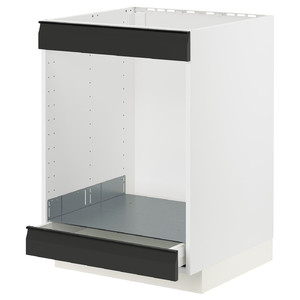 METOD / MAXIMERA Base cab for hob+oven w drawer, white/Upplöv matt anthracite, 60x60 cm